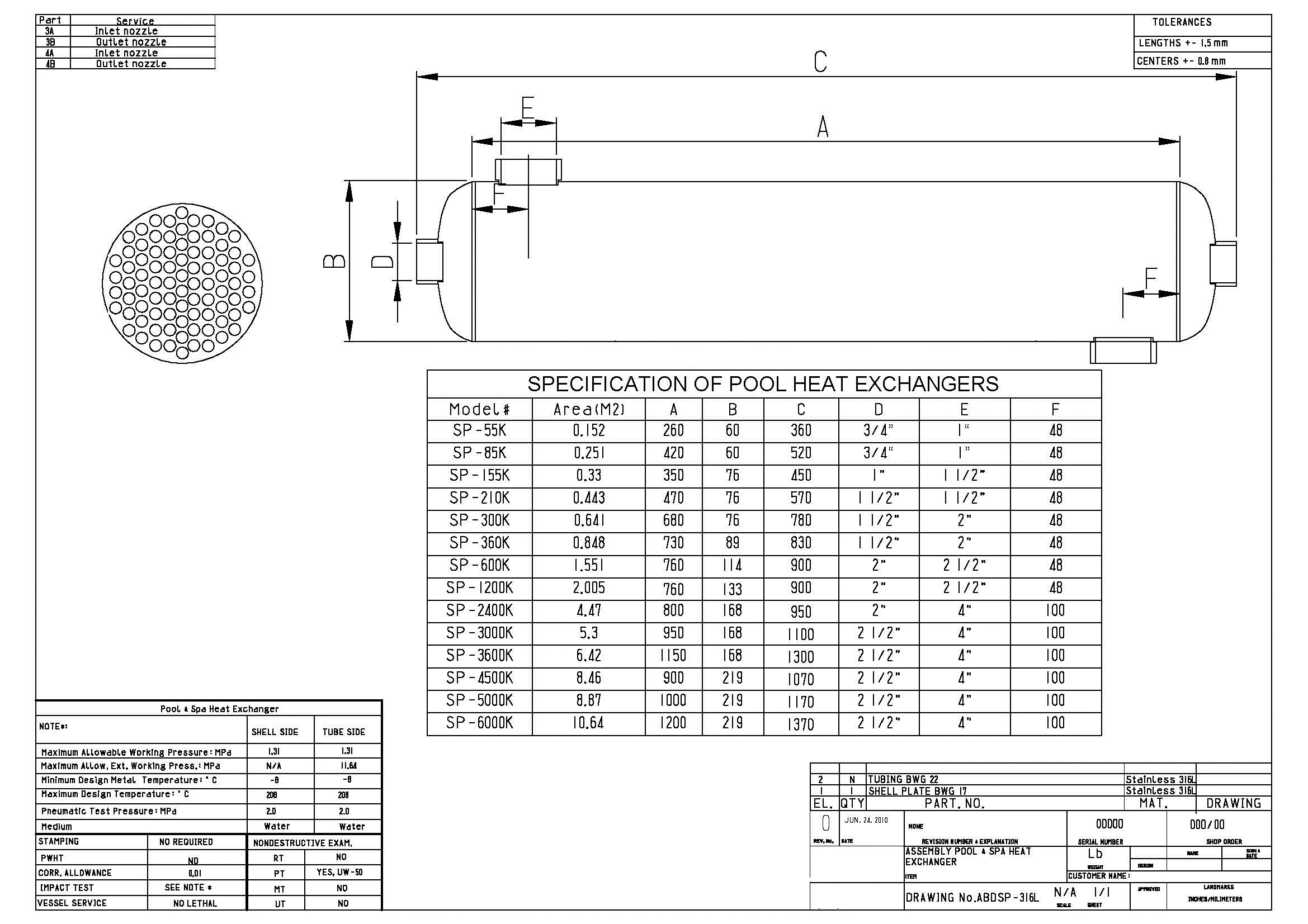 pool heat exchanger sizing